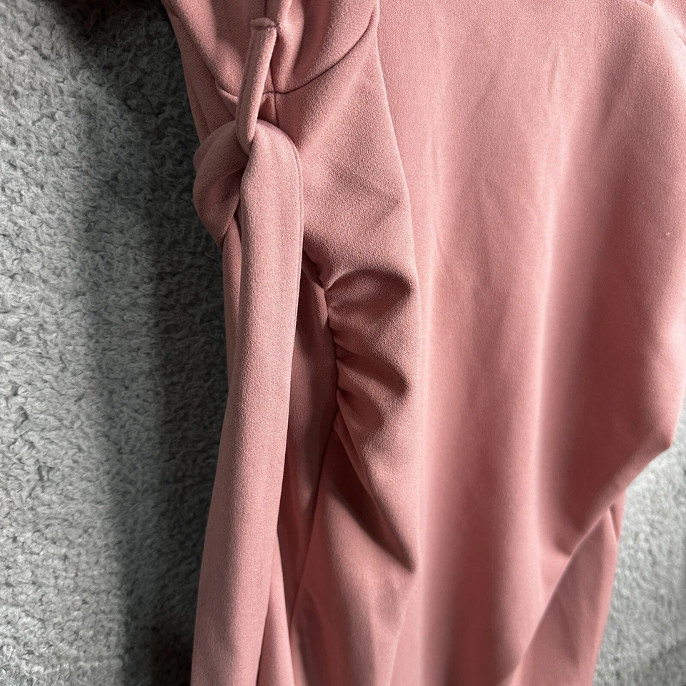 Boohoo Women's Size 16 Maternity Blush Pink Short Sleeve V Neck Midi Dress. - Image 3 of 4