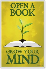 Open A Book Grow Your Mind - NEW Classroom Motivational Poster
