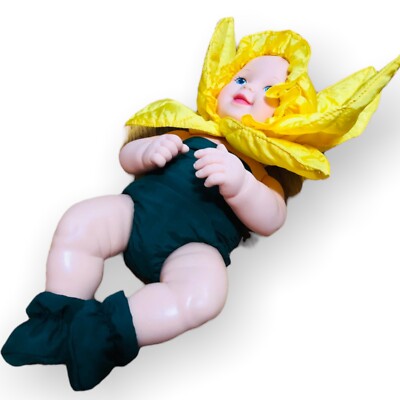 Vintage Anne Geddes Baby Daffodils Plastic Doll 1999 15  Plush Flower