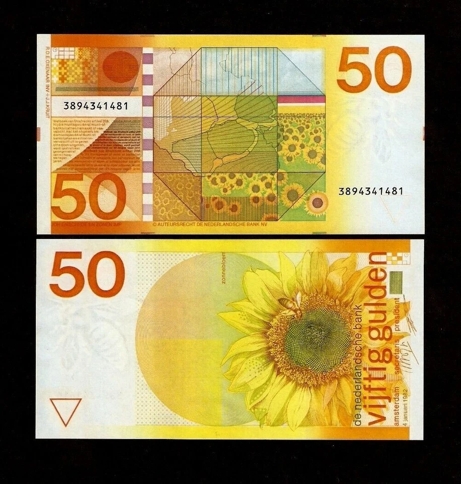 Netherlands 50 GULDEN P-96 1982 Pre Euro UNC Dutch Honey Bee World Currency NOTE - Image 4 of 4