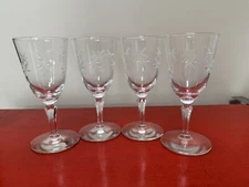 Vintage Libbey Wine Glasses 6 oz. CANDLELIGHT Etched Beveled Clear 4-Piece Set