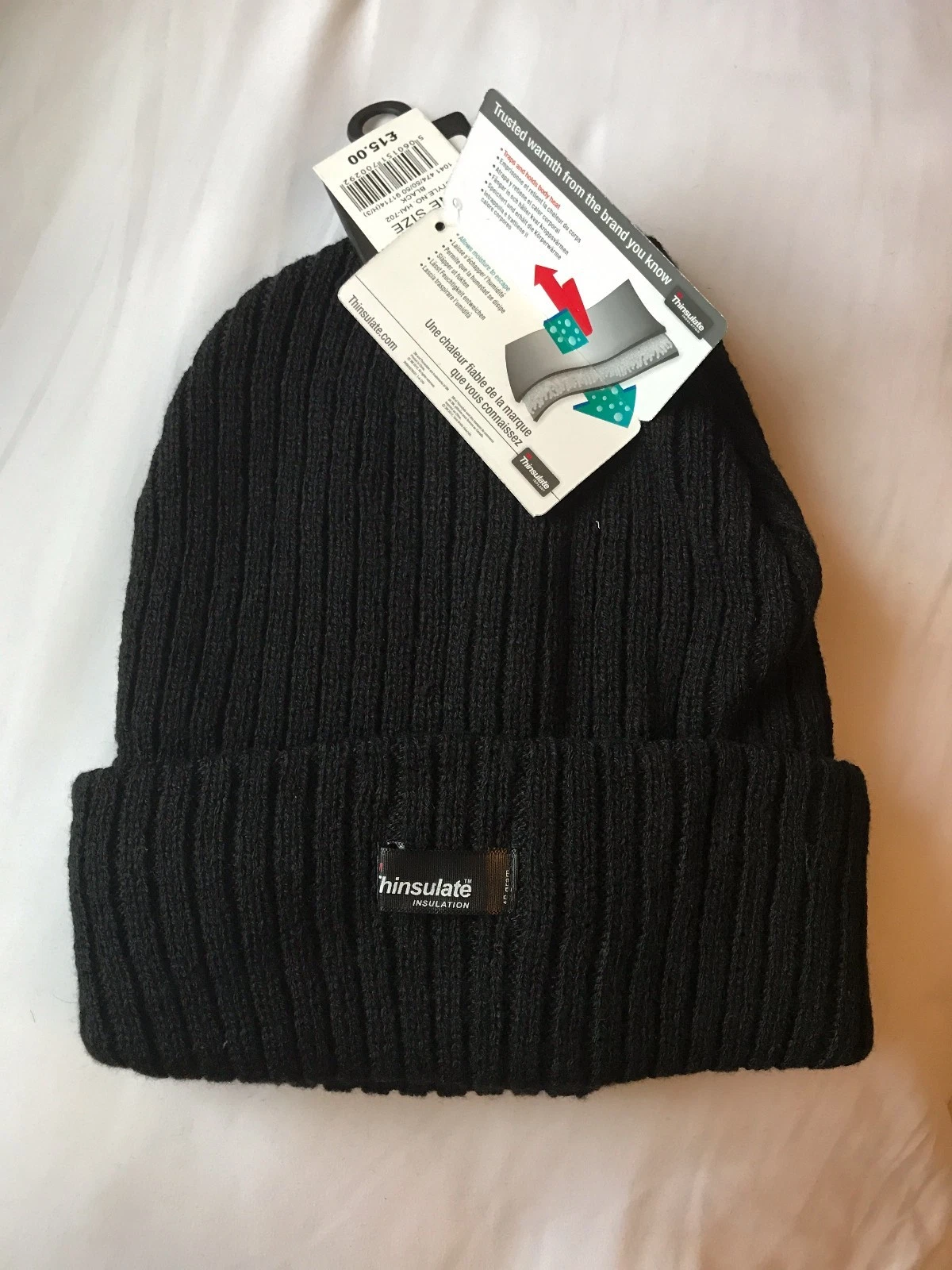 Men Black 3M Thinsulate Thermal Cap Knit Beanie Hat Thermal Ski Hats Fleece