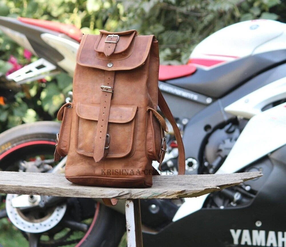 Genuine Men Rucksack Sling Real Bag Backpack Leather Travel Vintage