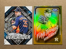 Justin Verlander 2022 Topps Fire Base & Gold “Flame Throwers” Baseball Cards