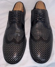 DOLCE & GABBANA Perforated Leather Lace Up men Wingtip Derby Dress Shoes US 9.5