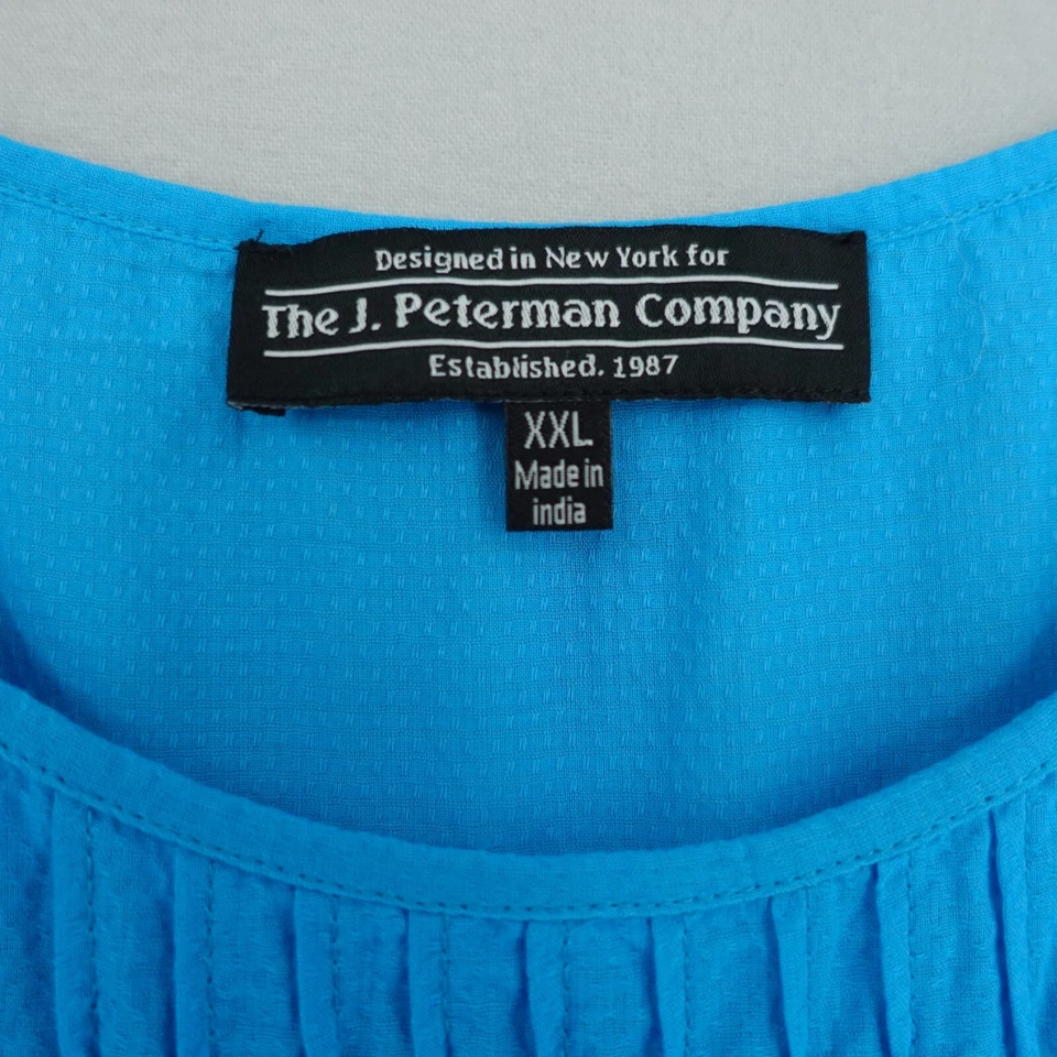 J Peterman Pintuck Dress Womens XXL 2XL Blue Fit Flare Viscose Cotton Blend - Image 4 of 4