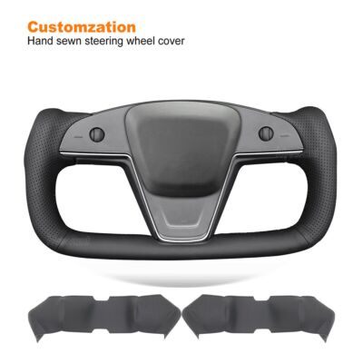 Custom DIY Top Leather Steering Wheel Cover for Tesla Model S Yoke Model X