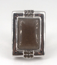 Sterling Silver Bold Large Ring Brown Smoky Quartz Size 7
