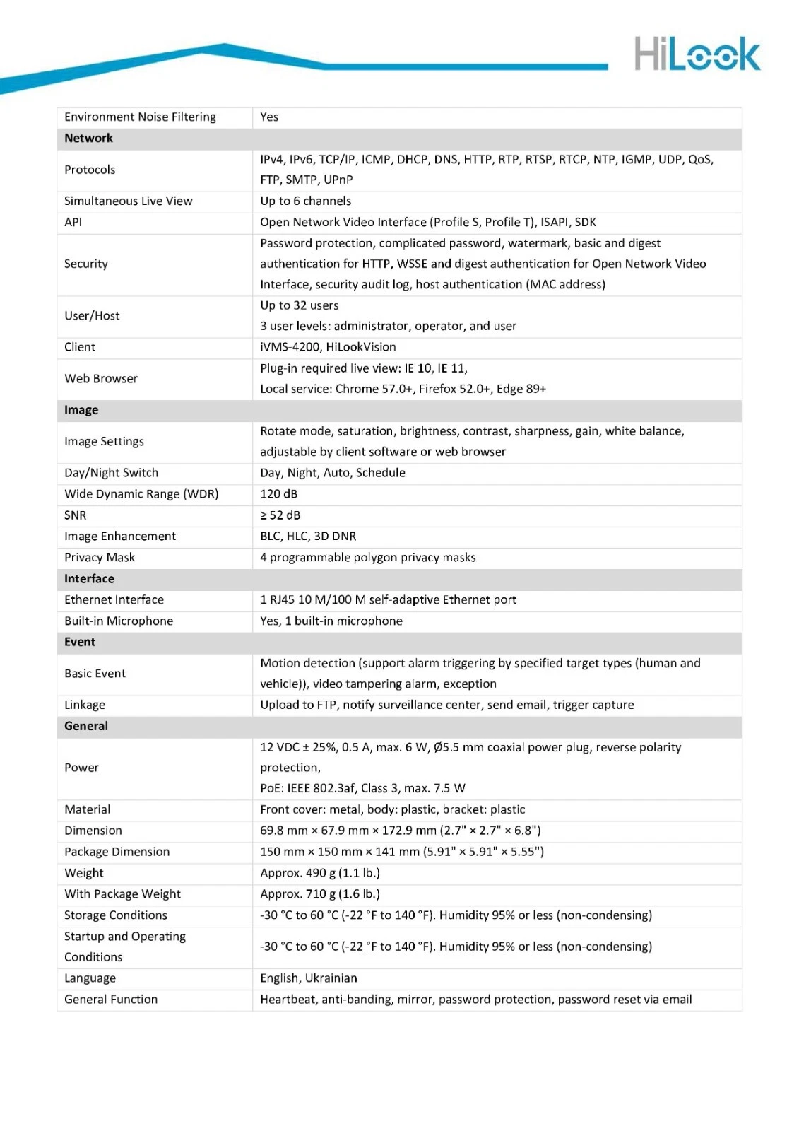 4MP Hikvision HiLook ColorVu IP POE Bullet Camera Built-in Mic Smart Hybrid Uk - Picture 7 of 10