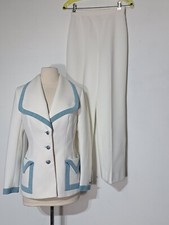 Vintage 1970s Lilli Ann Knits 3-Pc Suit Ultrasuede Trim Sz S Jacket Pants Skirt