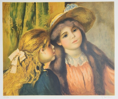 Pierre August Renoir Lithograph Signed by Paul Renoir "Deux Filletts" - Picture 2 of 6