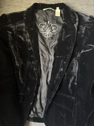 Trevan Gothic Military Edwardian Velvet Velour Collared Jacket Blazer Size 6 - Picture 12 of 12