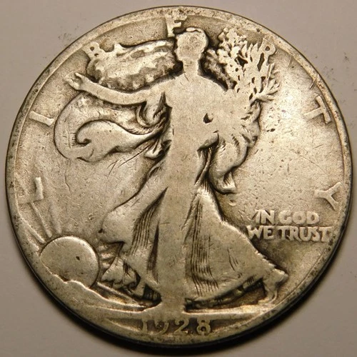 1928 S Walking Liberty Half Dollar 90% Silver G - VG   "As Pictured-Not Cleaned"