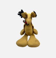 Vintage Felt Moose / Reindeer Stuffed Animal with Plaid Bow