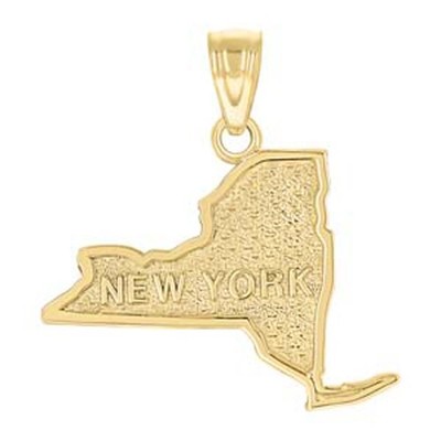 10kt Gelbgold Herren Strukturiert New York State Karte Charm Anhänger