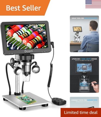 1200X HD LCD Digital Microscope for Soldering & Coin Inspection - 10 LED Lights