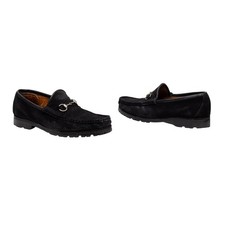 Gucci Mens Black Suede Horsebit Lug Sole Loafers Size UK 10 D Made in Italy
