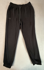Under Armour Boys Black Solid Jogger Pants YL Drawstring Elastic Waist Logo