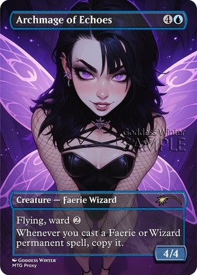 MTG - Archmage of Echoes - Fanart Borderless Style - EDH / Playtest
