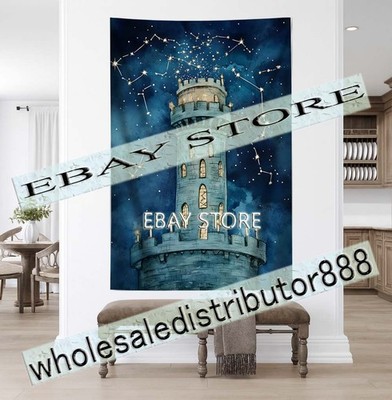 Star-mapping tower tapestry cosmic beacon of the night 59X82 in