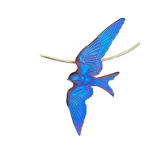 Bluebird Pâte De Verre Glass Pendant On Omega Choker By Gregory Burgard New LE