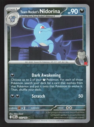 Team Rocket's Nidorina 115/182 Reverse Holo SV10: Destined Rivals NM
