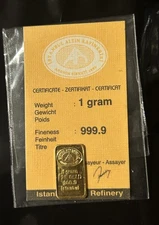 1 Gram 999.9 Fine Gold Bar Istanbul Gold Refinery with Certificate