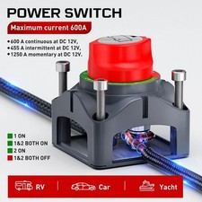 Battery Disconnect Switch 1-2-Both-Off 12V/24V/48V 600A Heavy Duty Marine RV