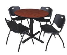 Regency Cain 30 in. Round XBase Breakroom Table & 4 M Stack Chairs