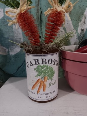 Primitive tin can Carrots Rustic, Farmhouse style Tiered Tray Decor
