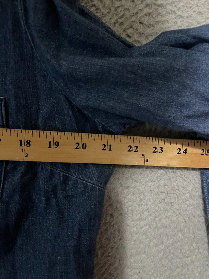 J. Camisa vaquera Crew para mujer con botones talla grande azul algodón adulto Foto 3 de 4