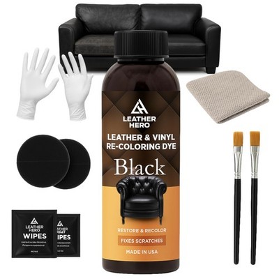 Leather Hero Color Restorer Kit   Scratch Remover & Dye Black 