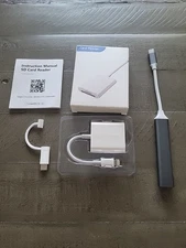 2in1 Micro SD/TF Dual Slot Memory Card Reader for iPhone & USB Hub Lot Open Box 