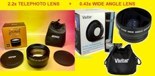 0.43x SUPER WIDE ANGLE  2.2x TELEPHOTO LENS 52mm D3100 D3200 S3300 FZ300 FZ200