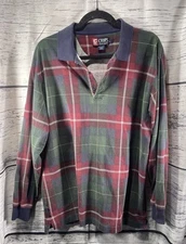 Polo Ralph Lauren Shirt Mens Large Plaid Long Sleeve Polo Rugby Vintage