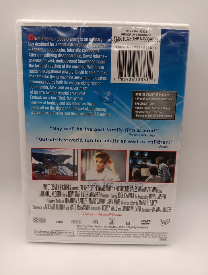Flight of the Navigator DVD (1986, Disney) Joey Cramer Paul Reubens • New Sealed - Image 2 of 4