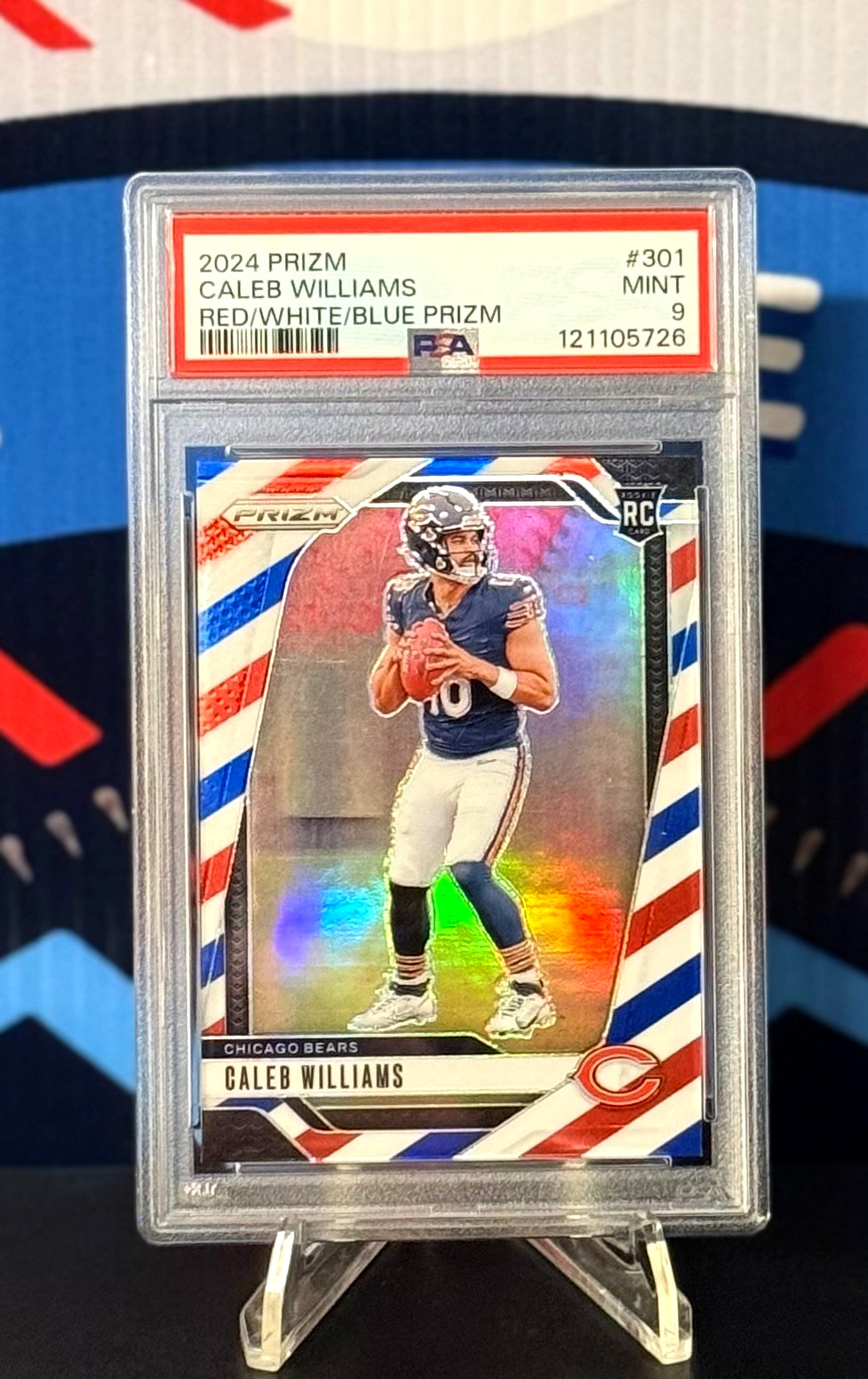 CALEB WILLIAMS (RC), 2024 PANINI PRIZM #301 PSA 9, RED/WHITE/BLUE PRIZM