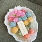 Vintage Delagar Fragrant Flowers Guest Soap Set Milk Glass Dish Floral Soaps