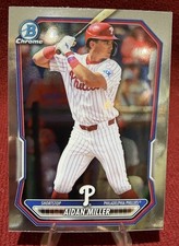 Aidan Miller Chrome Prospect Rookie RC 2026 Bowman Card #BCP-49 Phillies. rookie card picture