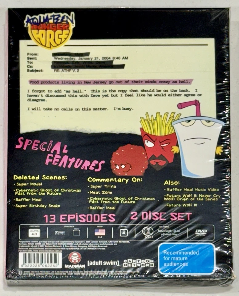 Aqua Teen Hunger Force : Vol 2 (DVD, 2001) Brand New Factory Sealed!! - Image 2 of 2