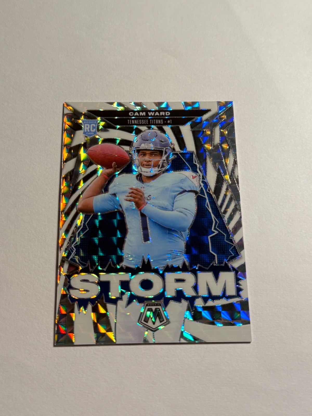 Cam Ward 2025 Panini Mosaic Storm Rookie RC White /25 SP #2 Titans