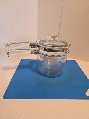Vintage Pyrex #6283 Glass Flameware 1.5 Qt Double Boiler With Lid VGC