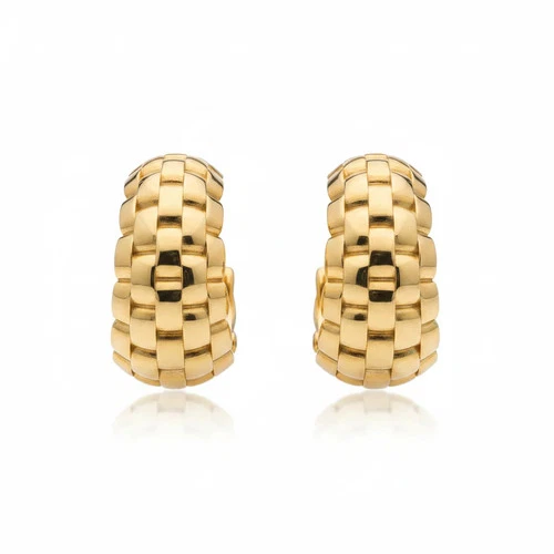 Bellezza Bronze Puffed "pantherchain" Luxe Hoop Earrings - product listing photo