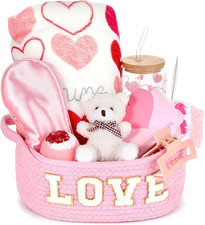 12 Pcs Valentine'S Day Woven Basket Gift Set Romantic Spa Relaxation Basket Set