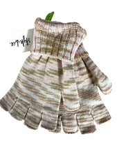 Style  Co women Rib Marbled fingerless Gloves With Lurex Pink Ivory OSFM