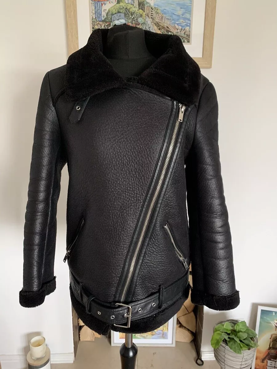 Zara shearling hotsell moto jacket