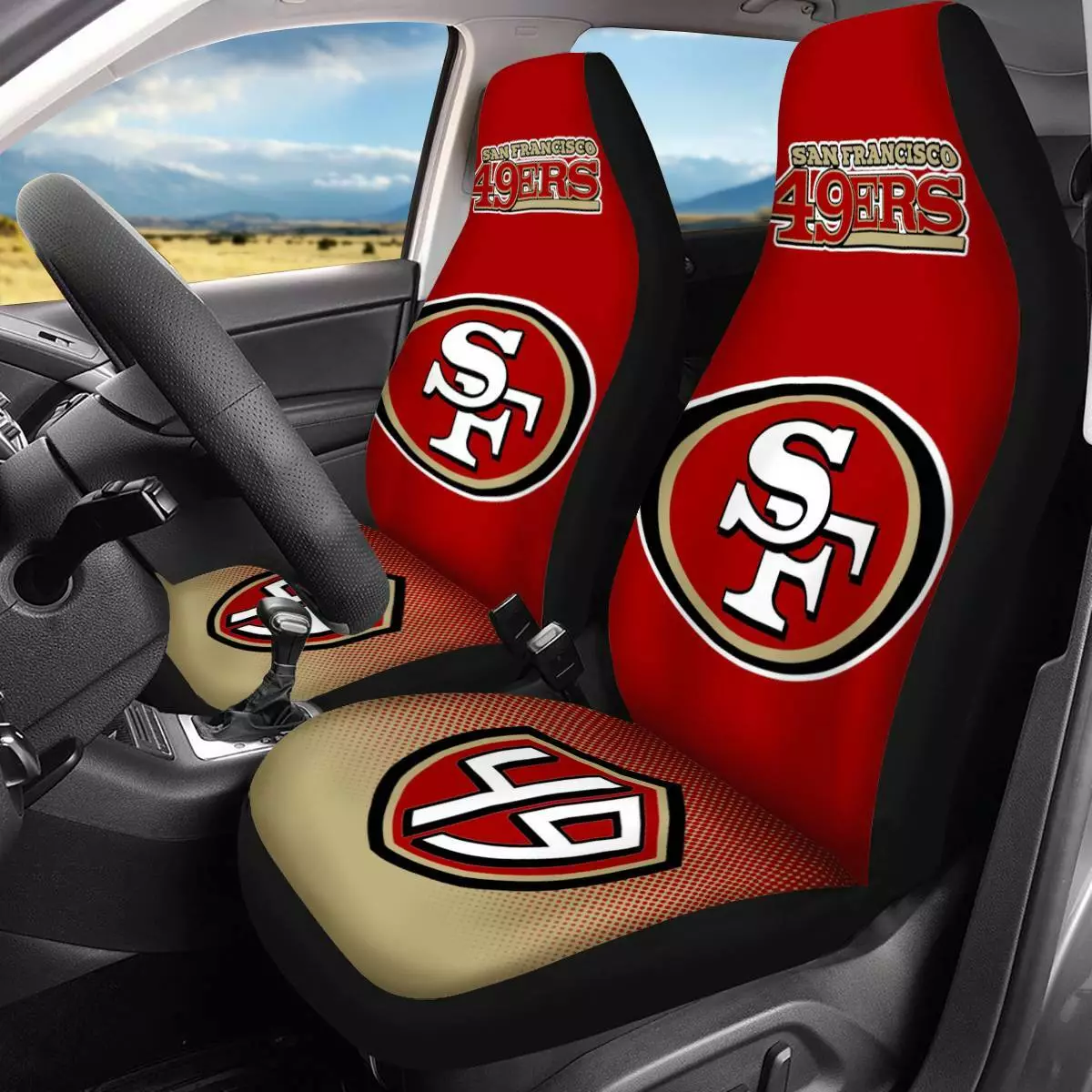 San Francisco 49ers Car Seat Cover Personalized Nonslip Auto Seat Protector  2Pcs