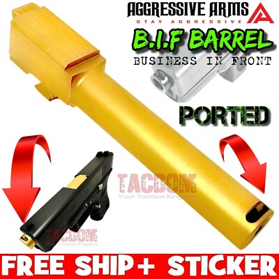 AGGRESSIVE ARMS B.I.F PORTED COMPENSATED Barrel for GL0CK 19 GEN 1 2 3 4 5 GOLD