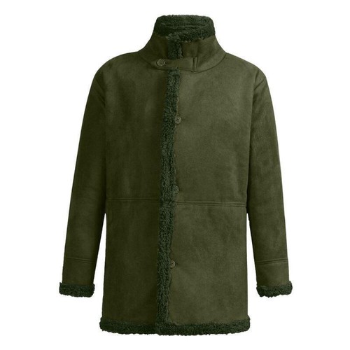 Fell gefütterte Jacke warm Knopf dicker Fleece Mantel Winter lang Parka Mantel Herren - Bild 14 von 23