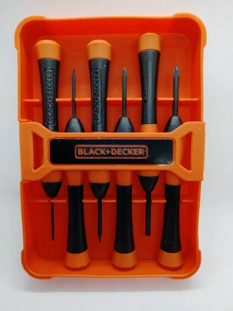 Black & Decker Magnetic Metal Core Metric 6-Pc Precision Screwdriver Set  W/Case